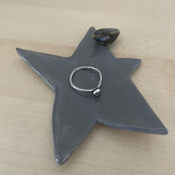 Handmade Jewelry Trinket Dish Star Birds Ceramic Clay Signed “Lean Dog Pottery” - Picture 7 of 10